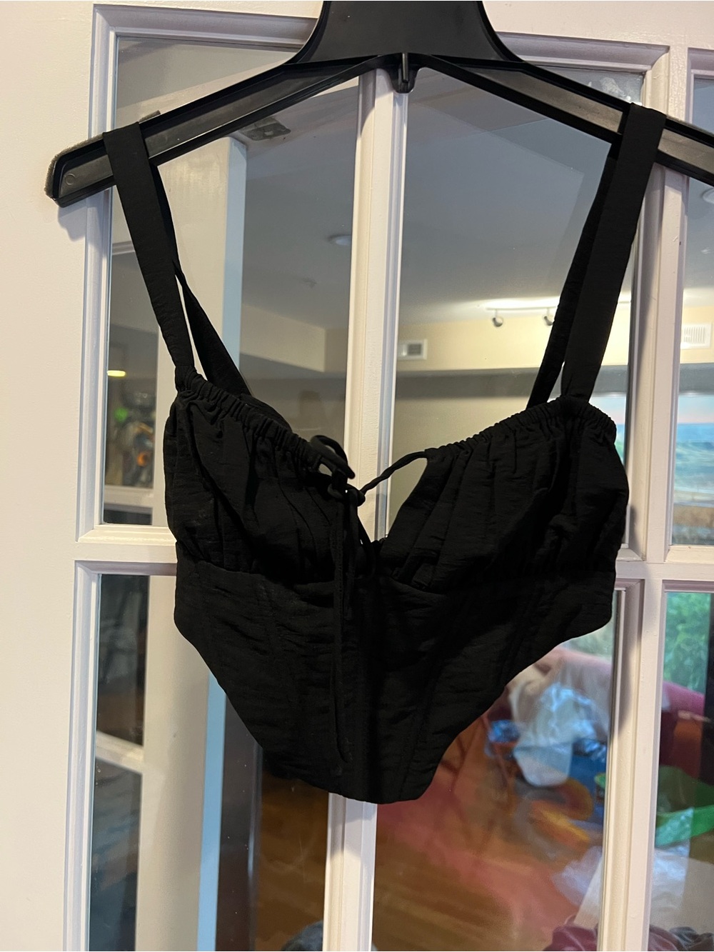 Princess Polly Black Ruched Bandeau Bustier Top with Straps